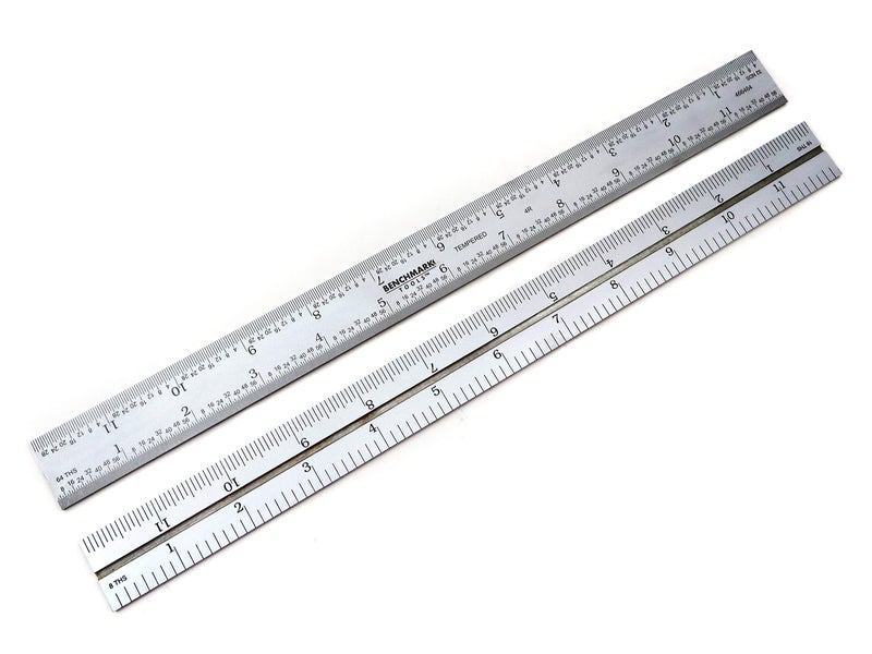 Benchmark Tools 466484 12 inch Combination Square Blade Ruler 4R Markings 1/8, 1/16, 1/32, 1/64 Stainless Steel Non-Glare Satin Chrome Finish Compatible with Starrett, Mitutoyo, PEC, Brown and Sharp - Image 1